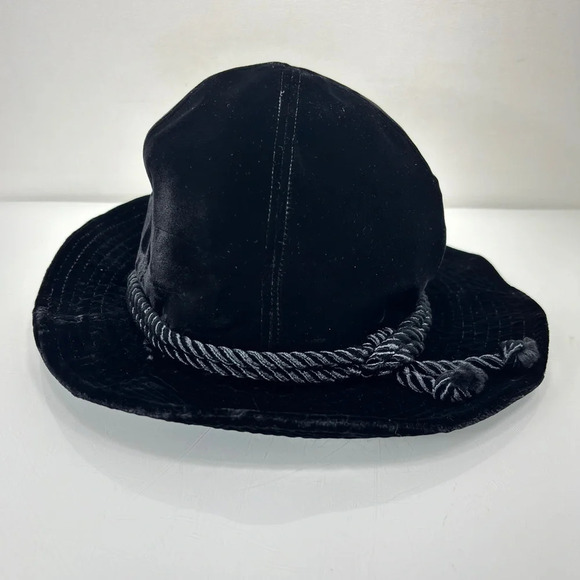 Yves Saint Laurent Accessories - Yves Saint Laurent Vintage‎ Black Velvet Rope Detail Floppy Hat